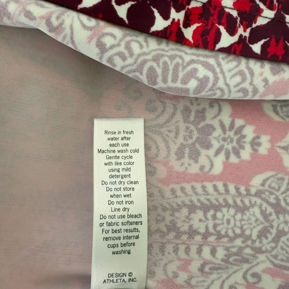 Athleta Purple Red Ombre‎ Paisley Geometric Strappy Shelf Bra Swim Dress XXS